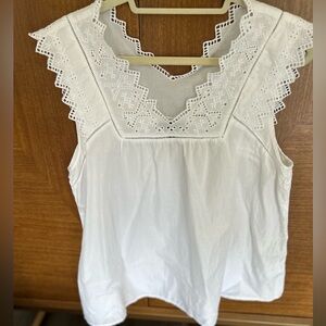 Jcrew lace trim cotton tank top size large
